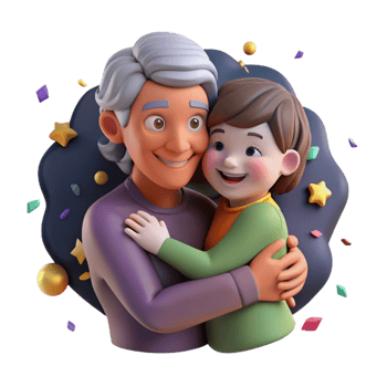 beautiful artistic Grandmother Hugging Grandchild Cutout Warm Lighting genuine png
