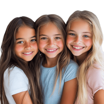Three happy teenage girls smiling together against a transparent background, capturing a moment of friendship and joy, Three Happy Friends Teen Girls on transparent background png