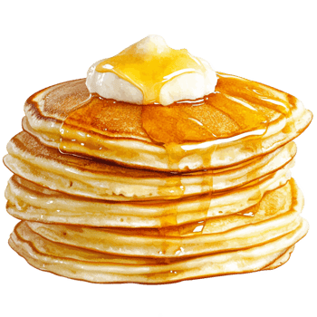 Pancakes with syrup and butter on top png