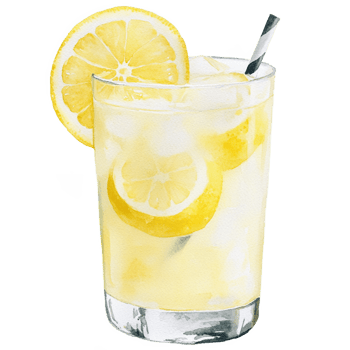 A glass of lemonade with a straw png