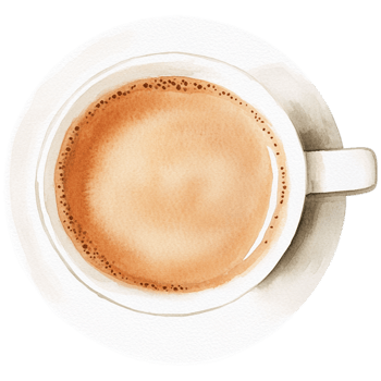 A cup of coffee is shown on a saucer png