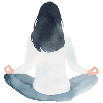 A woman sitting in a lotus position with her hands on her knees png