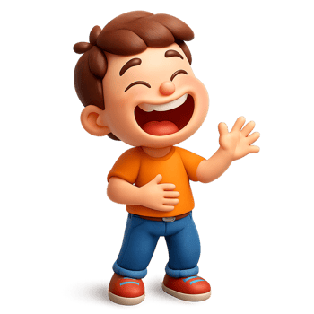 Cheerful 3D Cartoon Boy Laughing with Joyful Expression png