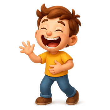 Happy Cartoon Boy Laughing Joyfully in Bright Colors png