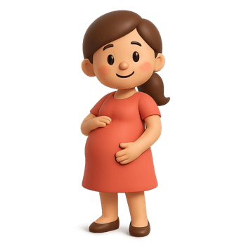3D Cartoon Character Expecting Baby with Cheerful Expression png