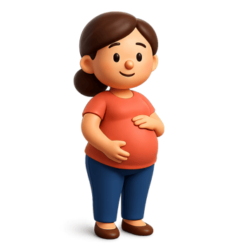 Expecting Mother in Cute 3D Cartoon Style with Simple Design png