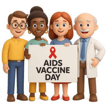 Cartoon Characters Promoting AIDS Vaccine Awareness Campaign Success png