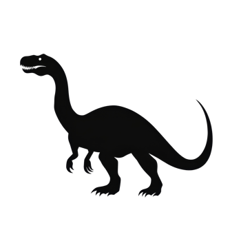 Dinosaur silhouette on a transparent background showcasing a prehistoric creature in a simple, artistic style, dinosaur silhouette on transparent background png