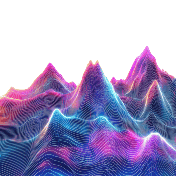 Neon line art depicting vibrant mountains on a minimalistic transparent background, Neon Line Mountains on transparent background Digital Landscape Art png