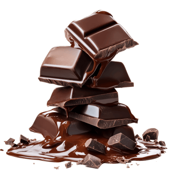 Indulgent liquid chocolate cascading over stacked chocolate bars against a clean transparent background, Liquid Chocolate Cascade High Qualityisolated on transparent background png