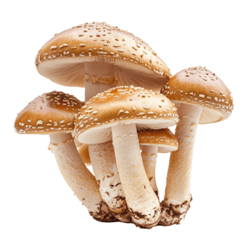 Group of fresh mushrooms with caps and stems isolated on a clean transparent background ready for culinary use, Multiple mushrooms isolated on transparent background png