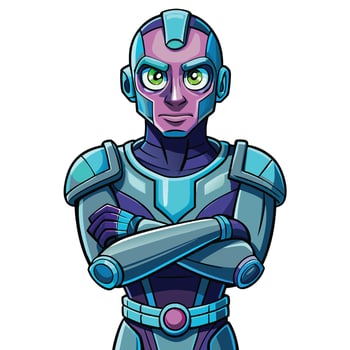 a cartoon character in a blue and purple suit vector