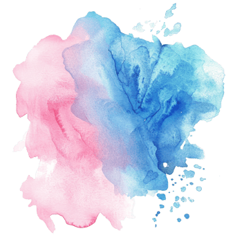 Delicate watercolor painting blending soft pink and vibrant blue hues on a transparent background, red painted liquid water color circle isolated on transparent background png