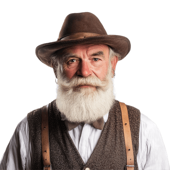 Traditional Bavarian man wearing a hat and vest, showcasing regional attire on a transparent background, traditional bavarian man isolated on a transparent background png