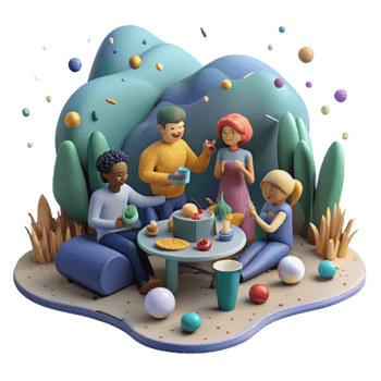beautiful artistic Group Friends Picnicking in Park Cutout Sunny Day original png