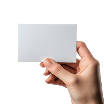 A hand displays a blank card against a clean transparent background, perfect for customizable messages or designs, Hand Holding Blank Card transparent background png