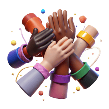 beautiful abstract Group of Diverse Hands Cutout Unity Symbol premium png