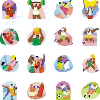 Bundle of Flat Style Olympic Sports Illustrations vector
