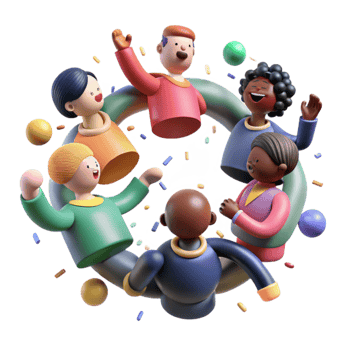 beautiful artistic Group of Diverse People Celebrating Cutout Isolated original png