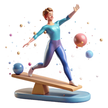 beautiful rustic Gymnast Performing on Balance Beam Isolated authentic png