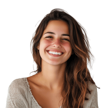 Young Uruguayan woman smiling joyfully against a neutral background during a relaxed moment, Young Uruguayan woman happy and smiling isolated png