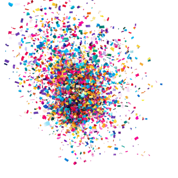 Colorful confetti bursts in a vibrant explosion, creating a festive atmosphere for parties or celebrations at any joyful occasion, Colorful confetti bursting isolated Stock Illustration png