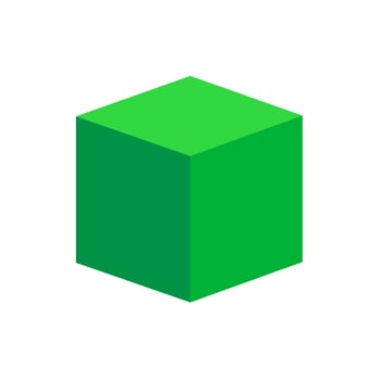green cube basic simple 3d shapes isolated on white background, geometric cube box icon, 3d shape symbol cube, clip art geometric cube shape for kids learning vector