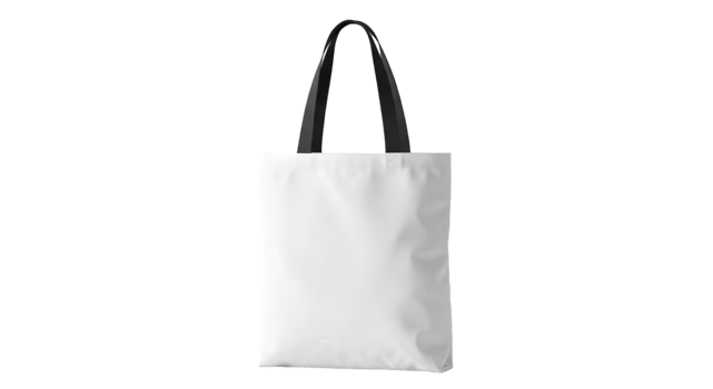 Blank White Tote Bag Mockup with Black Handles for Branding and Design Presentation png