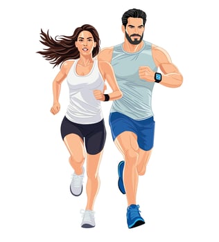 Young couple jogging together vector