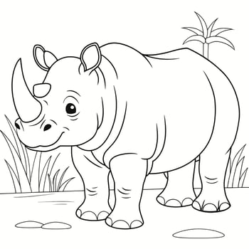 Cute Rhinoceros Coloring Page for Kids vector