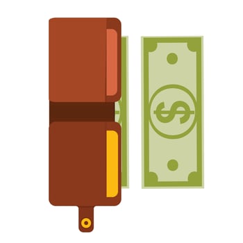 A wallet with money. Cash vector