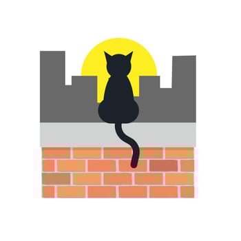 A cat on the roof. Cat vector