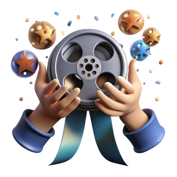 dramatic abstract Hands Holding Film Reel Cinema Isolated premium png