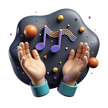 beautiful artistic Hands Holding Music Notes Harmony Isolated premium png