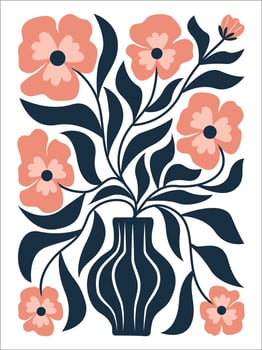 Abstract Floral Clipart in Funky Retro Colors vector