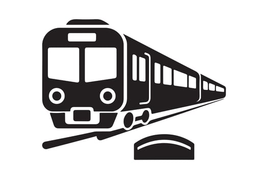 Modern train moving on tracks, a simple graphic. vector