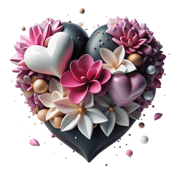 beautiful artistic Heart Made of Flowers Cutout with Pink and White Petals original png