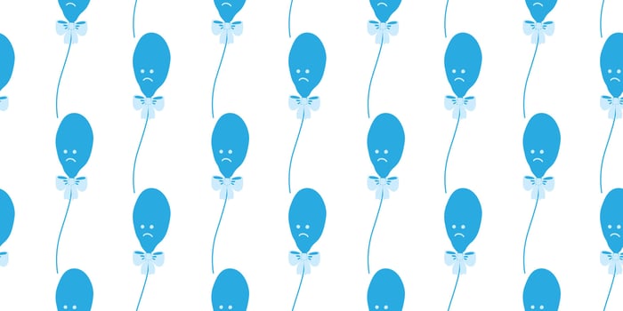 Deflated balloon on string Seamless Pattern in Monochrome blue Blue Monday Greeting background idea. Isolated illustration Thematic Cards, poster or web promo banner, leaflets, print materials vector