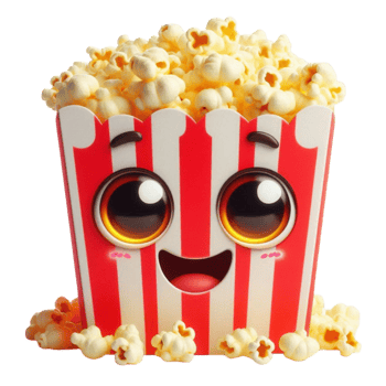 Red Striped Cute Popcorn Box with Big Eyes png