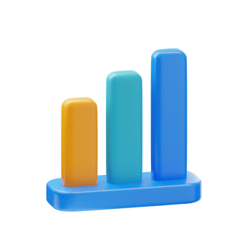 a blue and orange bar graph icon on a transparent background png