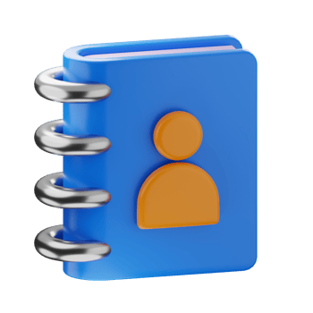 blue notebook with orange person icon on transparent background png