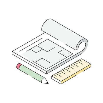 Visually engaging isometric icon showing architectural design vector