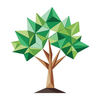 Digital tree artwork generated with geometric polygonal shapes as foliage vector