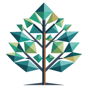Abstract tree illustration with geometric triangle patterns for a trendy look vector
