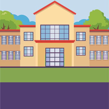 illustration of Colorful School Building in Nature vector