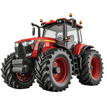 Red Tractor with Farm Machinery, and Agriculture. png