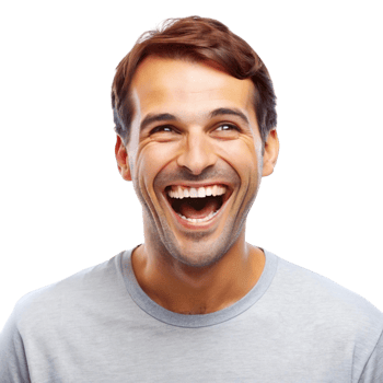 Amused man laughing with enthusiasm, isolated on Transparent Background, ideal for capturing pure happiness and fun moments png