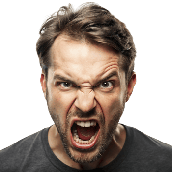 Man yelling in extreme anger, isolated on white, showcasing raw emotion, frustration, and rage in a highly expressive manner png