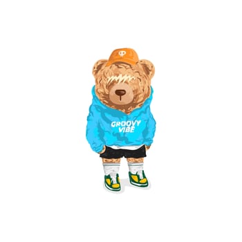 Cute bear in street fashion style, illustration vector