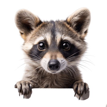 Curious raccoon looking forward, soft and detailed fur, isolated on white, great for wildlife and nature themed designs png